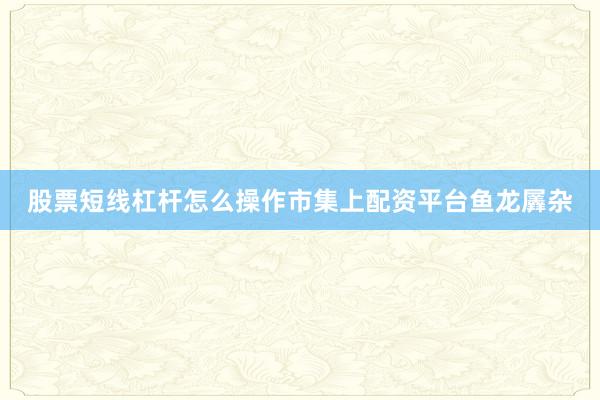 股票短线杠杆怎么操作市集上配资平台鱼龙羼杂