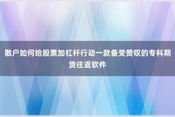 散户如何给股票加杠杆行动一款备受赞叹的专科期货往返软件