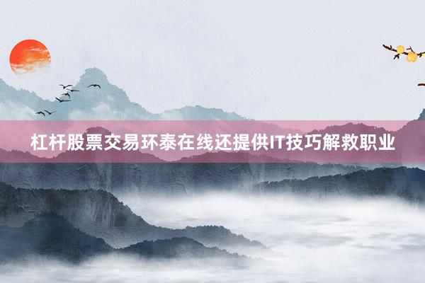 杠杆股票交易环泰在线还提供IT技巧解救职业