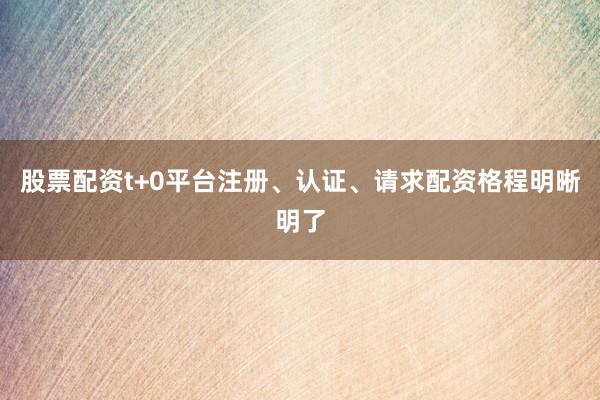 股票配资t+0平台注册、认证、请求配资格程明晰明了