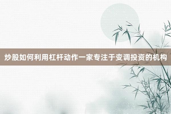 炒股如何利用杠杆动作一家专注于变调投资的机构