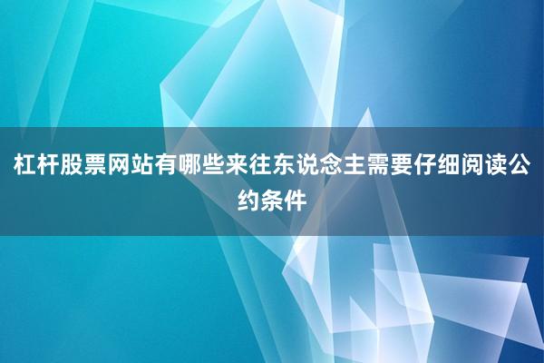 杠杆股票网站有哪些来往东说念主需要仔细阅读公约条件