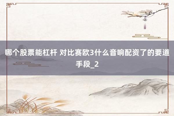 哪个股票能杠杆 对比赛欧3什么音响配资了的要道手段_2